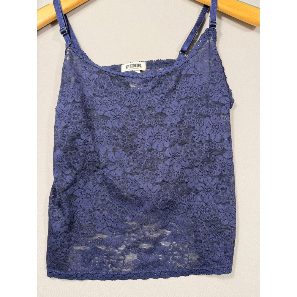 Victoria's Secret PINK Navy Blue Floral Lace Camisole Top Large